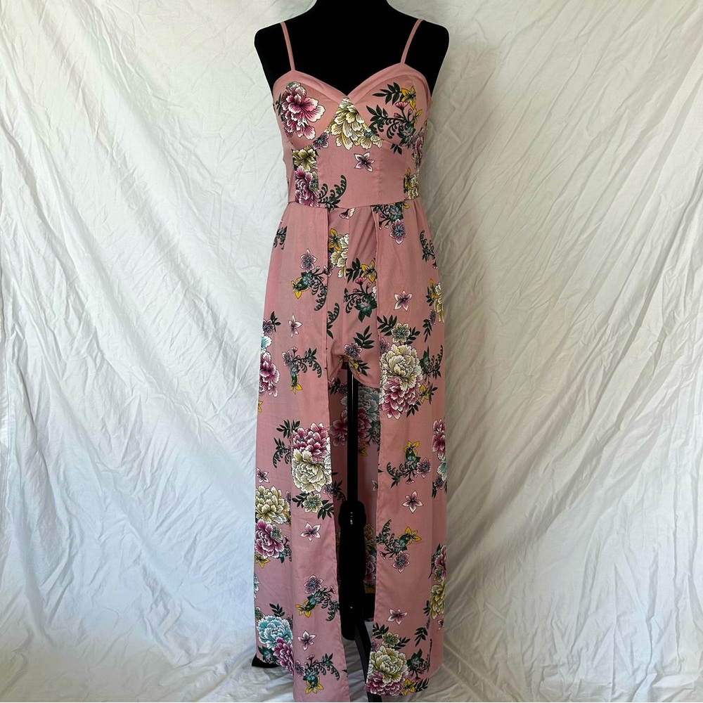 Pink Floral Maxi Dress/Romper